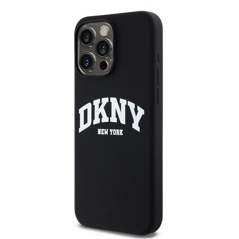 DKNY Apple iPhone 15 Pro Max Hardcase Liquid Silicone White Printed Logo MagSafe, schwarz