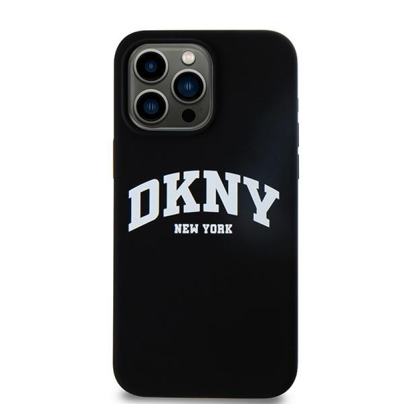 DKNY Apple iPhone 15 Pro Max Hardcase Liquid Silicone White Printed Logo MagSafe, schwarz