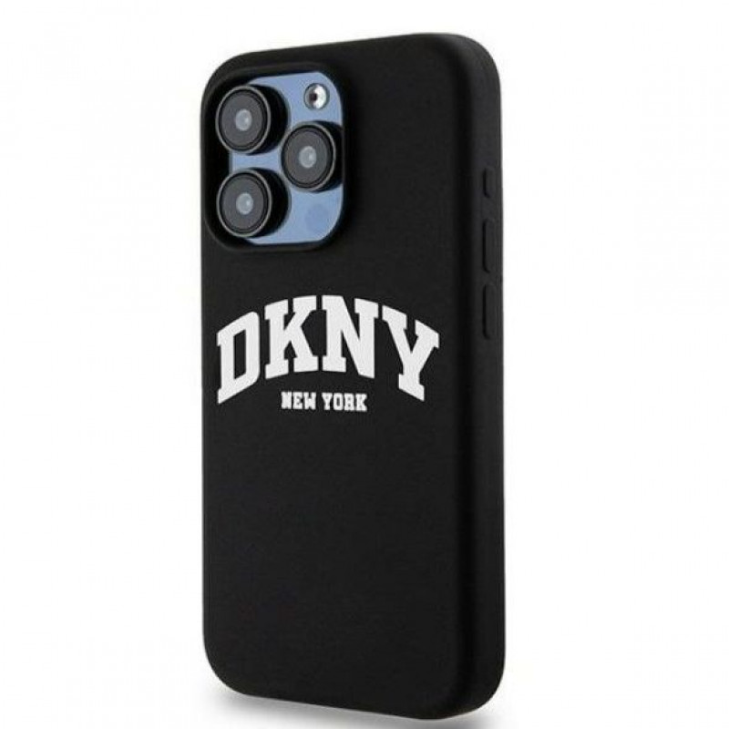 DKNY Apple iPhone 14 Pro Hardcase Liquid Silicone White Printed Logo MagSafe, schwarz