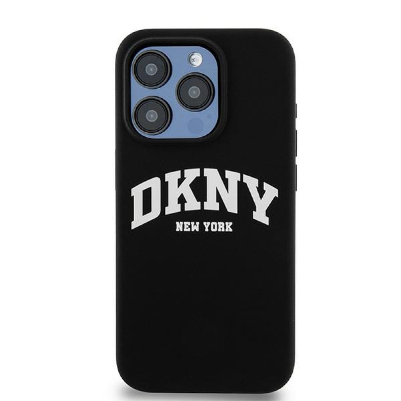DKNY Apple iPhone 14 Pro Hardcase Liquid Silicone White Printed Logo MagSafe, schwarz