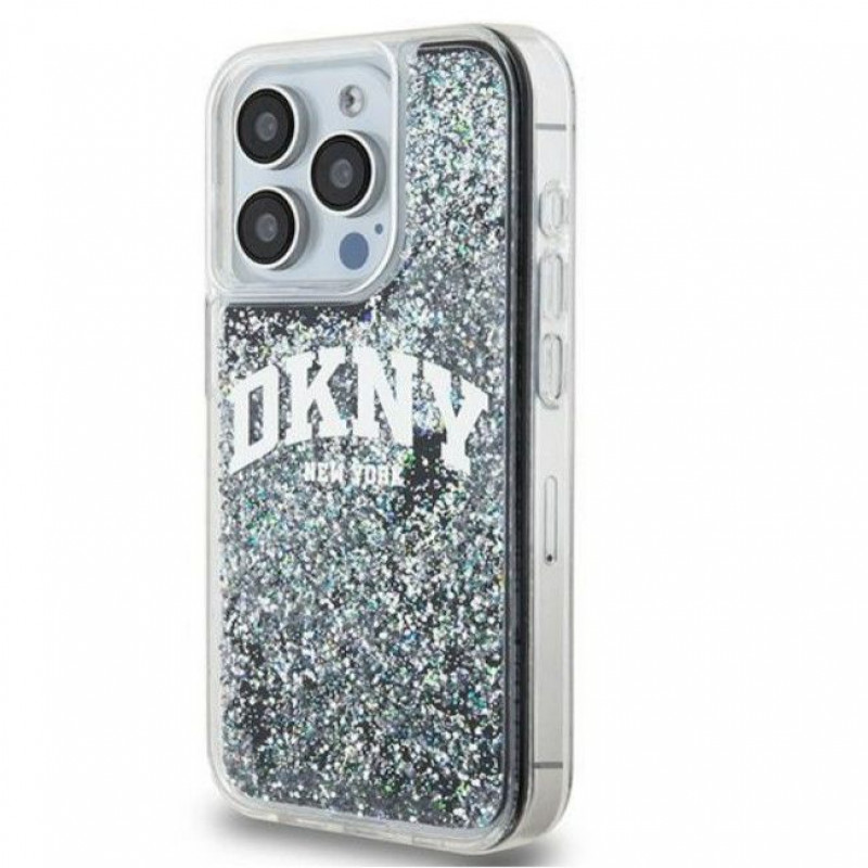 DKNY Apple iPhone 15 Pro Max Hardcase Liquid Glitter Big Logo, schwarz