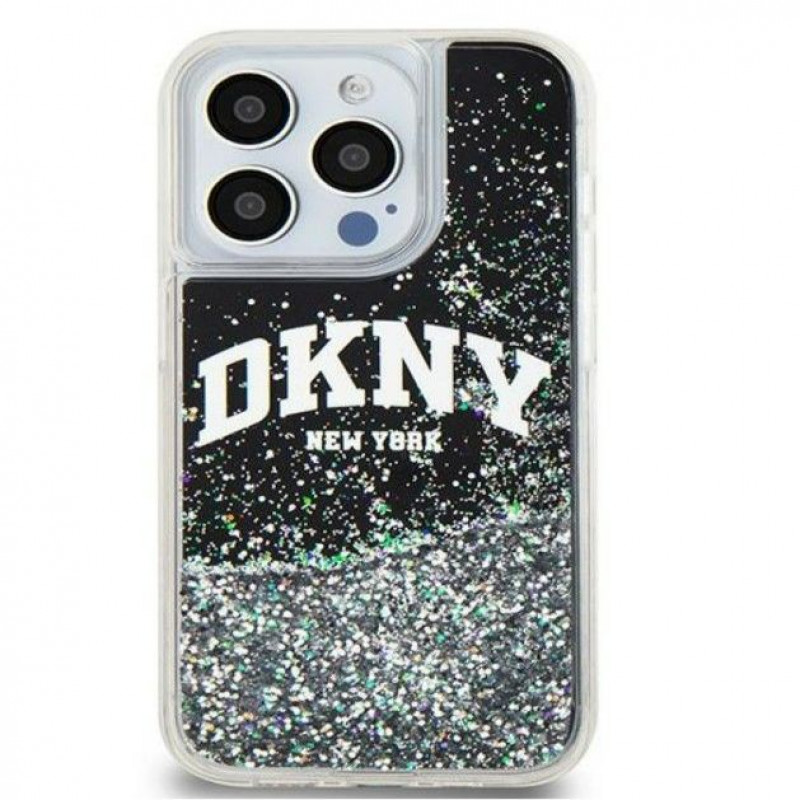 DKNY Apple iPhone 15 Pro Max Hardcase Liquid Glitter Big Logo, schwarz