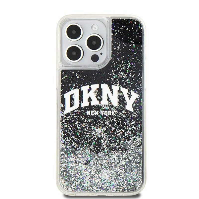 DKNY Apple iPhone 15 Pro Max Hardcase Liquid Glitter Big Logo, schwarz