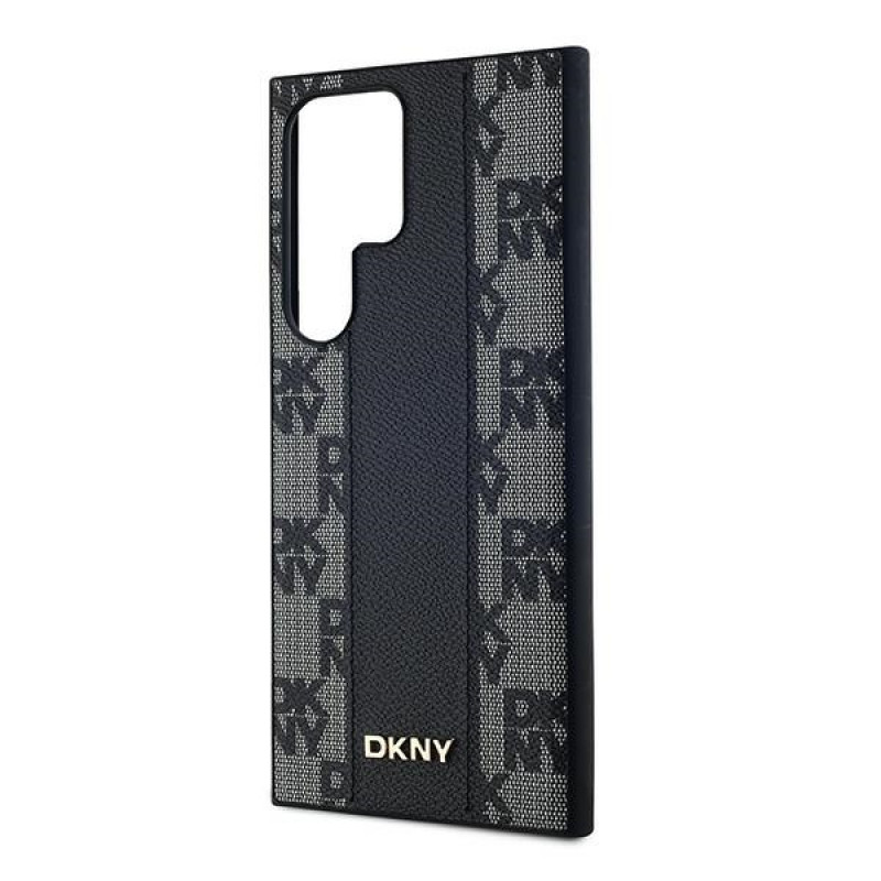 DKNY Lederhülle mit kariertem Mono-Muster und MagSafe für Samsung Galaxy S24 Ultra, schwarz