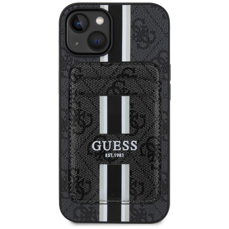 Guess 4G Stripes MagSafe Wallet Case für Apple iPhone 15, schwarz