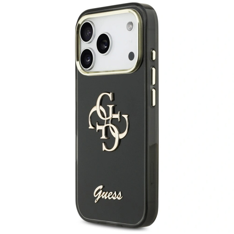 Guess GUE5344 IML 4G Script Metal Hard Case für Apple iPhone 17 Pro Max, schwarz