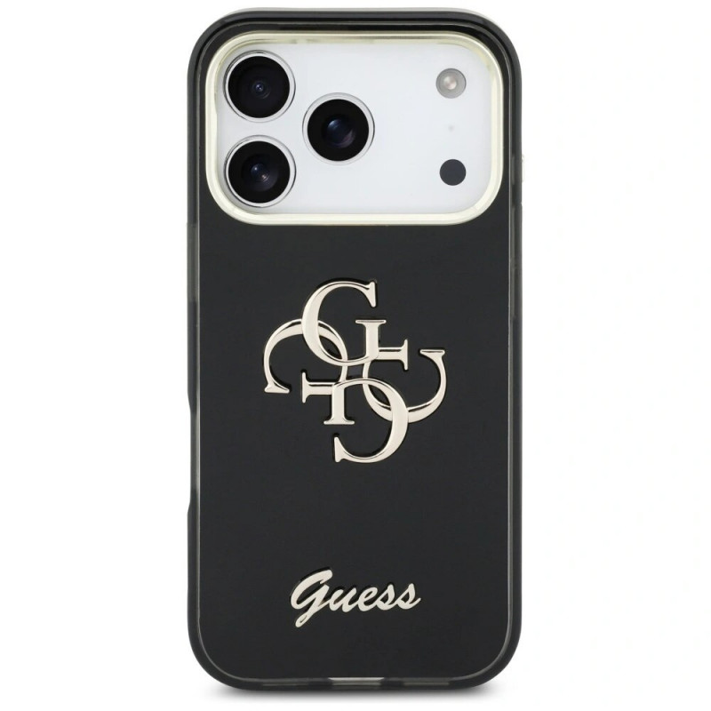 Guess GUE5344 IML 4G Script Metal Hard Case für Apple iPhone 17 Pro Max, schwarz