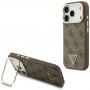 Guess 4G PU Triangle Logo & Stand Camera MagSafe Hülle für Apple iPhone 18 Pro Max / 17 Pro Max, braun