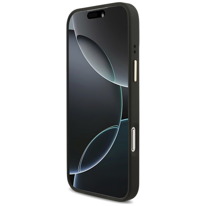 Guess 4G Big 4G Classic Logo Big Strap Metal Buttons Hülle mit Band für Apple iPhone 18 Pro Max / 17 Pro Max, schwarz
