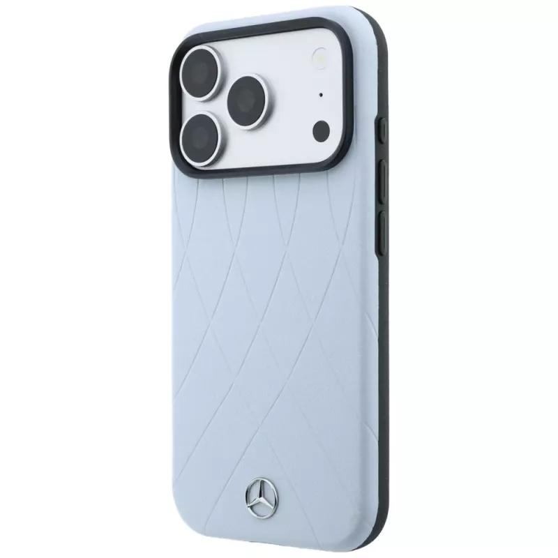 Mercedes Mer008911 Leder-Hülle mit Crossed Lines Anthrazit MagSafe für Apple iPhone 18 Pro / 17 Pro, blau