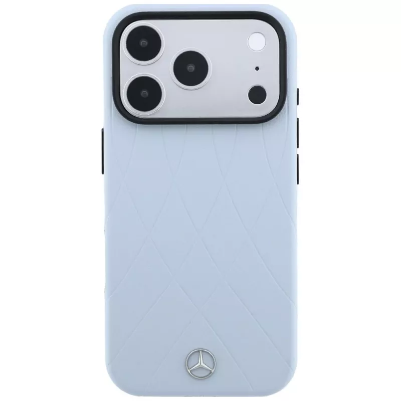 Mercedes Mer008911 Leder-Hülle mit Crossed Lines Anthrazit MagSafe für Apple iPhone 18 Pro / 17 Pro, blau