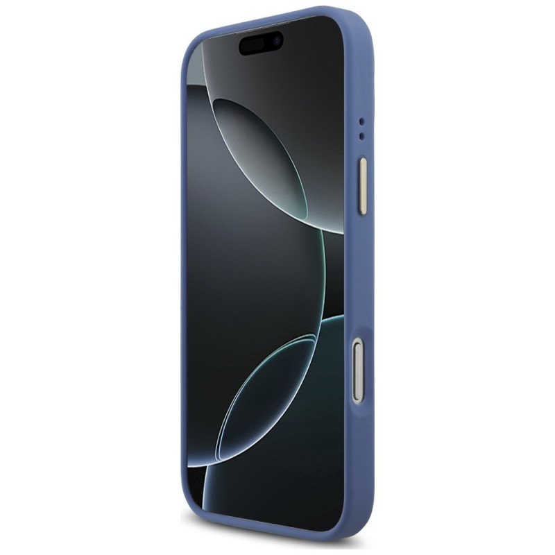 Guess 4G Big 4G Classic Logo Big Strap Metal Buttons Hülle mit Band für Apple iPhone 18 Pro Max / 17 Pro Max, blau