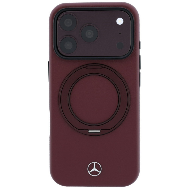 Mercedes-Benz Leder-Hülle mit Ringständer MagSafe für Apple iPhone 18 Pro / 17 Pro, burgunderrot