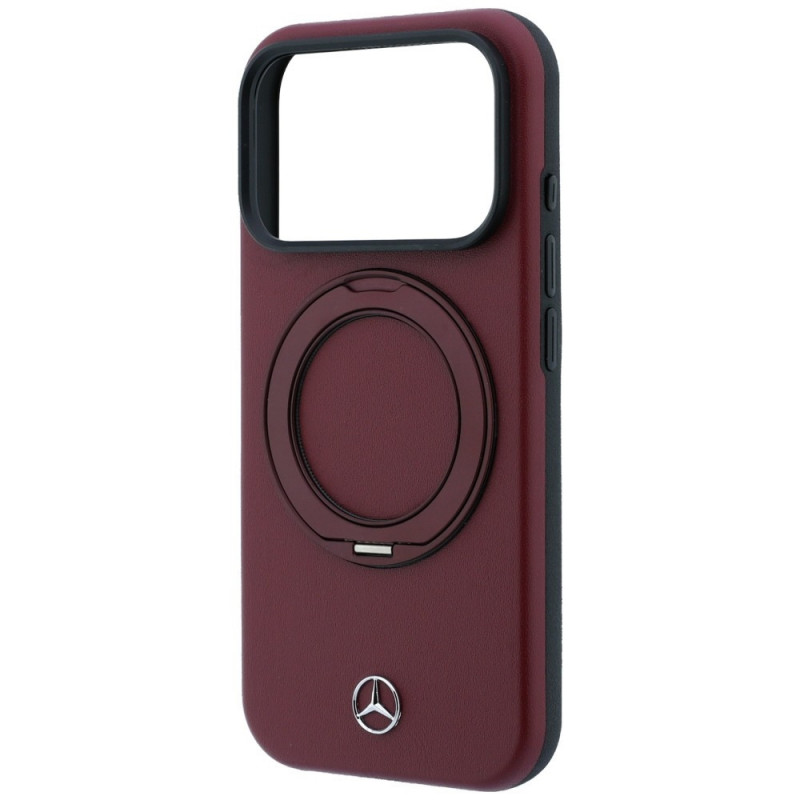 Mercedes-Benz Leder-Hülle mit Ringständer MagSafe für Apple iPhone 18 Pro / 17 Pro, burgunderrot