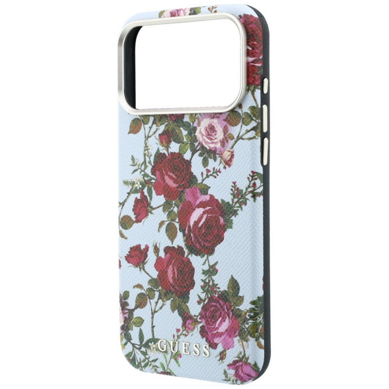 Guess GUE6026 Blossom Roses Print MagSafe Hülle für Apple iPhone 18 Pro / 17 Pro, blau