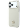 Guess GUE005545 Grained Round Strass Logo MagSafe Hülle für Apple iPhone 18 Pro / 17 Pro, beige
