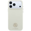 Guess GUE005545 Grained Round Strass Logo MagSafe Hülle für Apple iPhone 18 Pro / 17 Pro, beige