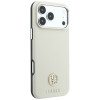 Guess GUE005545 Grained Round Strass Logo MagSafe Hülle für Apple iPhone 18 Pro / 17 Pro, beige