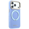 Guess Ring Stand 360 Grained Classic Logo MagSafe Hülle für Apple iPhone 18 Pro / 17 Pro, hellblau