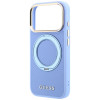 Guess Ring Stand 360 Grained Classic Logo MagSafe Hülle für Apple iPhone 18 Pro / 17 Pro, hellblau