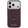 Guess Ring Stand 360 Grained Classic Logo MagSafe Hülle für Apple iPhone 18 Pro / 17 Pro, burgunder
