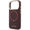 Guess Ring Stand 360 Grained Classic Logo MagSafe Hülle für Apple iPhone 18 Pro / 17 Pro, burgunder