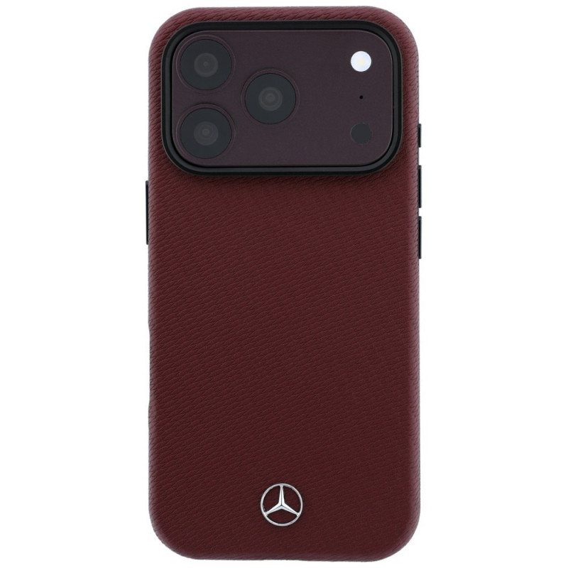 Mercedes-Benz Grill Pattern Leder MagSafe Hülle und Kartenetui-Set für Apple iPhone 18 Pro / 17 Pro, burgunderrot
