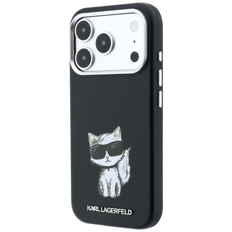 Karl Lagerfeld Smooth Choupette Sketch MagSafe Hülle für Apple iPhone 18 Pro Max / 17 Pro Max, Schwarz
