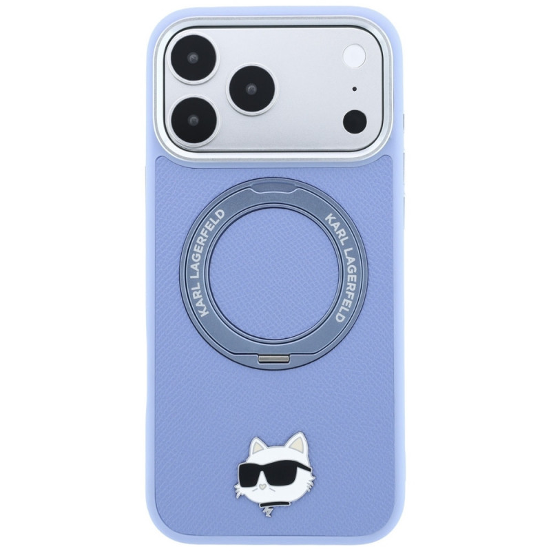 Karl Lagerfeld with Ring Stand 360 Choupette Head Pin MagSafe Hülle für Apple iPhone 18 Pro Max / 17 Pro Max, hellblau (KF003220)