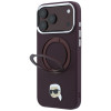 Karl Lagerfeld with Ring Stand 360 Karl Head Pin MagSafe Hülle für Apple iPhone 18 Pro Max / 17 Pro Max, Burgundy