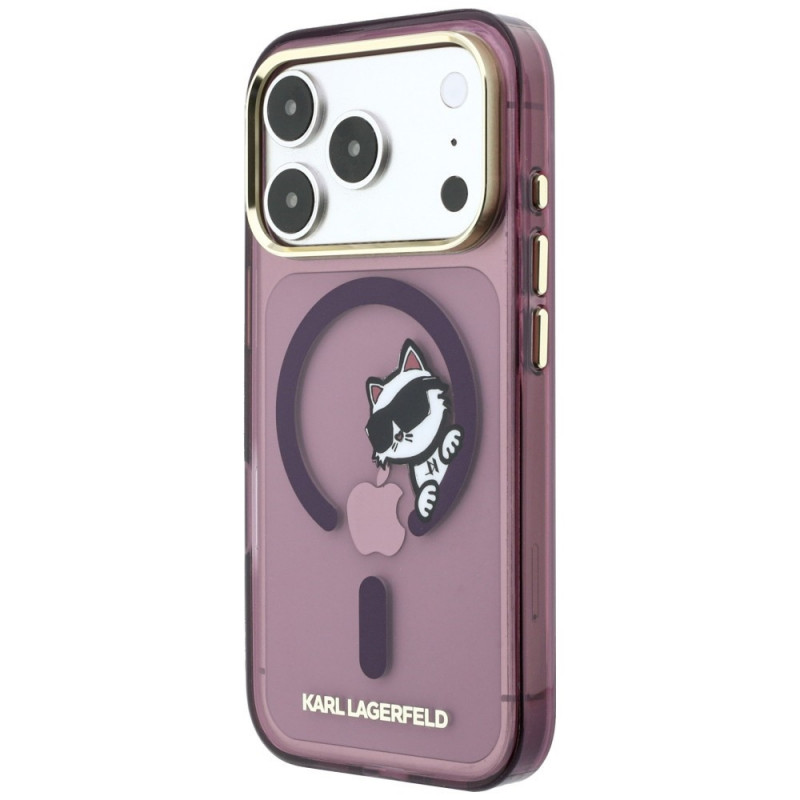 Karl Lagerfeld Peekaboo Logo MagSafe Hülle für Apple iPhone 18 Pro / 17 Pro, Burgundy