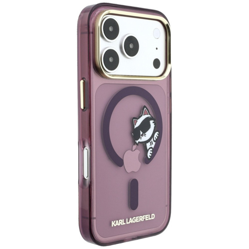 Karl Lagerfeld Peekaboo Logo MagSafe Hülle für Apple iPhone 18 Pro / 17 Pro, Burgundy