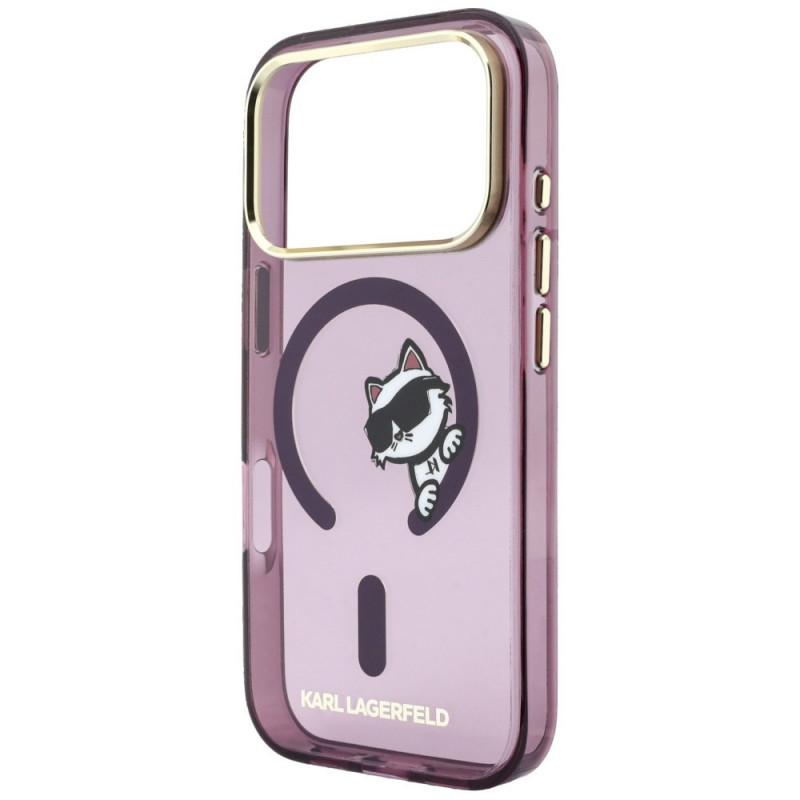 Karl Lagerfeld Peekaboo Logo MagSafe Hülle für Apple iPhone 18 Pro / 17 Pro, Burgundy