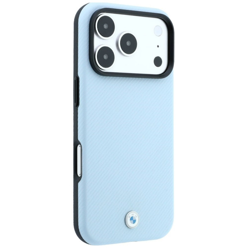 BMW Kevlar Metal Logo MagSafe Hülle für Apple iPhone 18 Pro Max / 17 Pro Max, blau