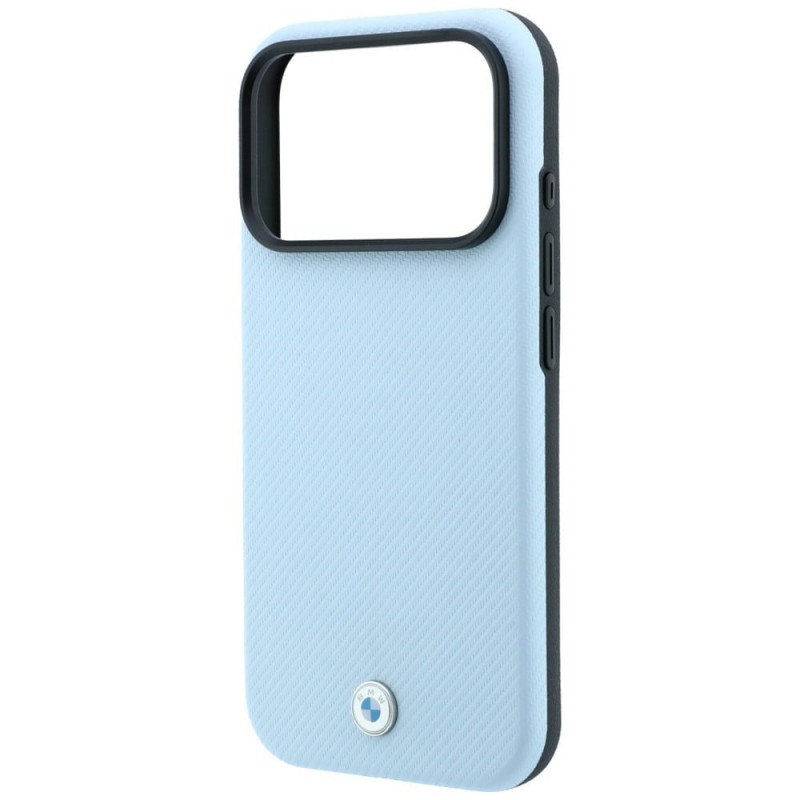 BMW Kevlar Metal Logo MagSafe Hülle für Apple iPhone 18 Pro Max / 17 Pro Max, blau