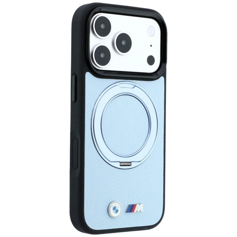 BMW Kevlar Ring Stand 360 MagSafe Hülle für Apple iPhone 18 Pro / 17 Pro, blau
