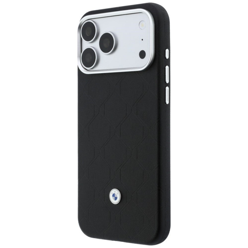 BMW Quilted Pattern Metal Logo Hülle und Wallet-Set für Apple iPhone 18 Pro / 17 Pro, schwarz