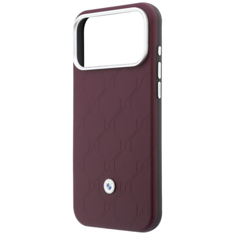 BMW Quilted Pattern Metal Logo Hülle und Wallet-Set für Apple iPhone 18 Pro / 17 Pro, burgund