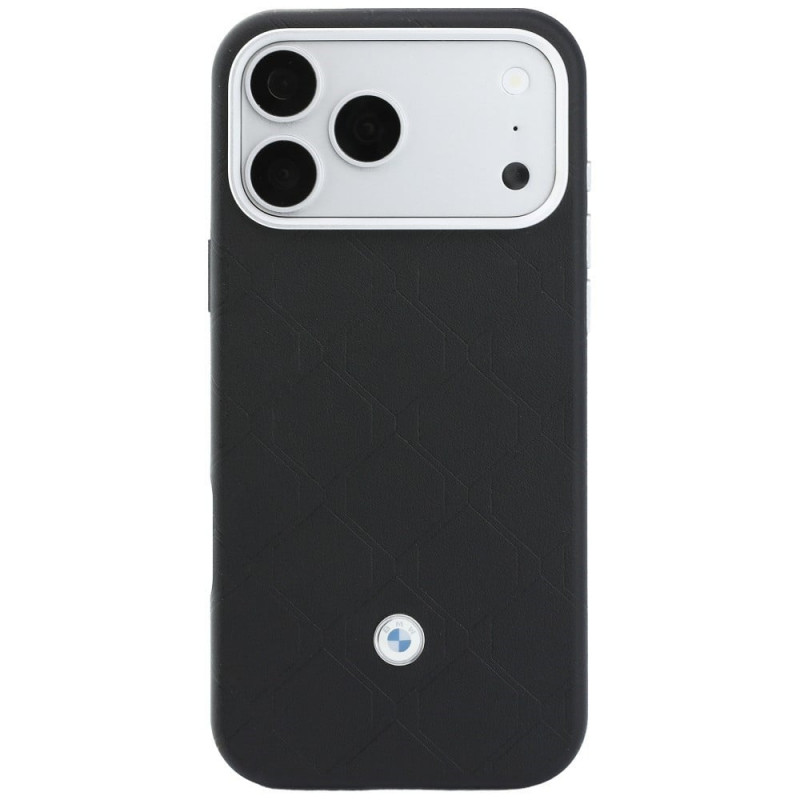BMW Quilted Pattern Metal Logo Hülle und Wallet-Set für Apple iPhone 18 Pro Max / 17 Pro Max, schwarz