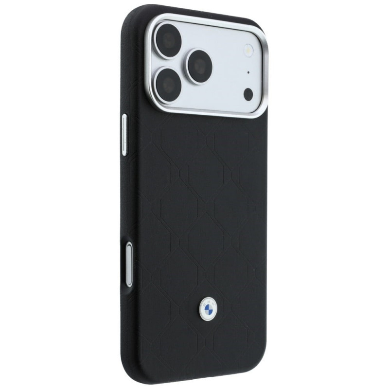 BMW Quilted Pattern Metal Logo Hülle und Wallet-Set für Apple iPhone 18 Pro Max / 17 Pro Max, schwarz
