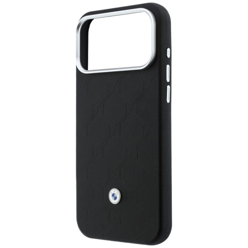 BMW Quilted Pattern Metal Logo Hülle und Wallet-Set für Apple iPhone 18 Pro Max / 17 Pro Max, schwarz