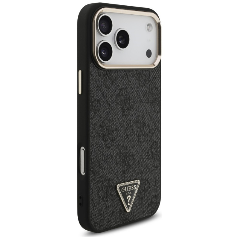 Guess 4G Triangle Logo MagSafe Hülle für Apple iPhone 18 Pro Max / 17 Pro Max, black gold