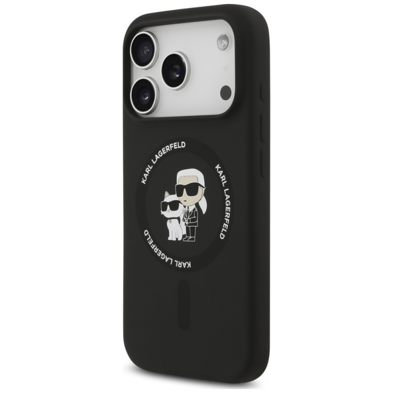 Karl Lagerfeld Silicone Karl&Choupette Ring MagSafe Hülle für Apple iPhone 18 Pro Max / 17 Pro Max, schwarz