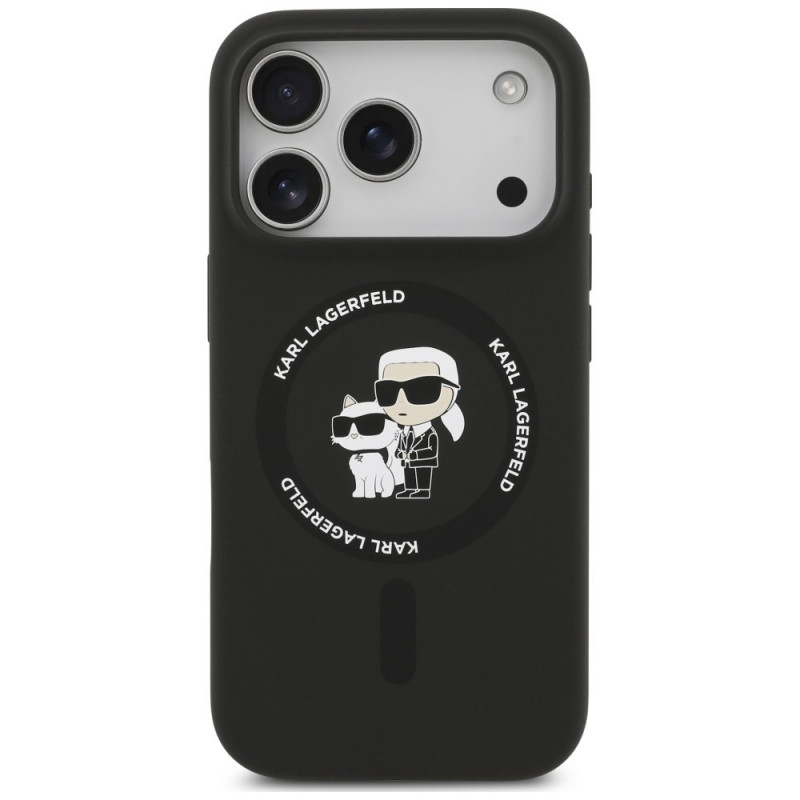 Karl Lagerfeld Silicone Karl&Choupette Ring MagSafe Hülle für Apple iPhone 18 Pro Max / 17 Pro Max, schwarz