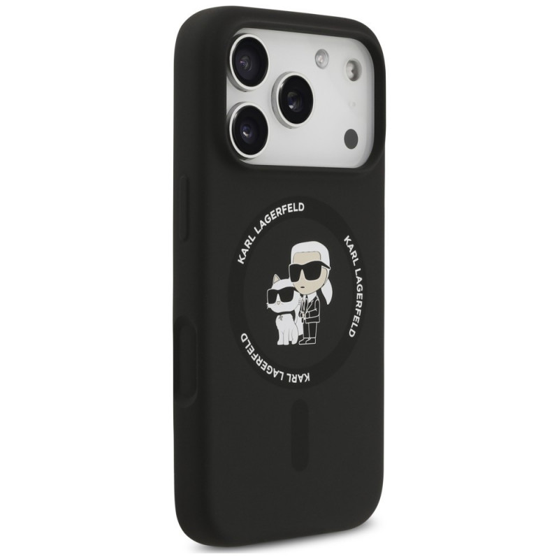 Karl Lagerfeld Silicone Karl&Choupette Ring MagSafe Hülle für Apple iPhone 18 Pro Max / 17 Pro Max, schwarz