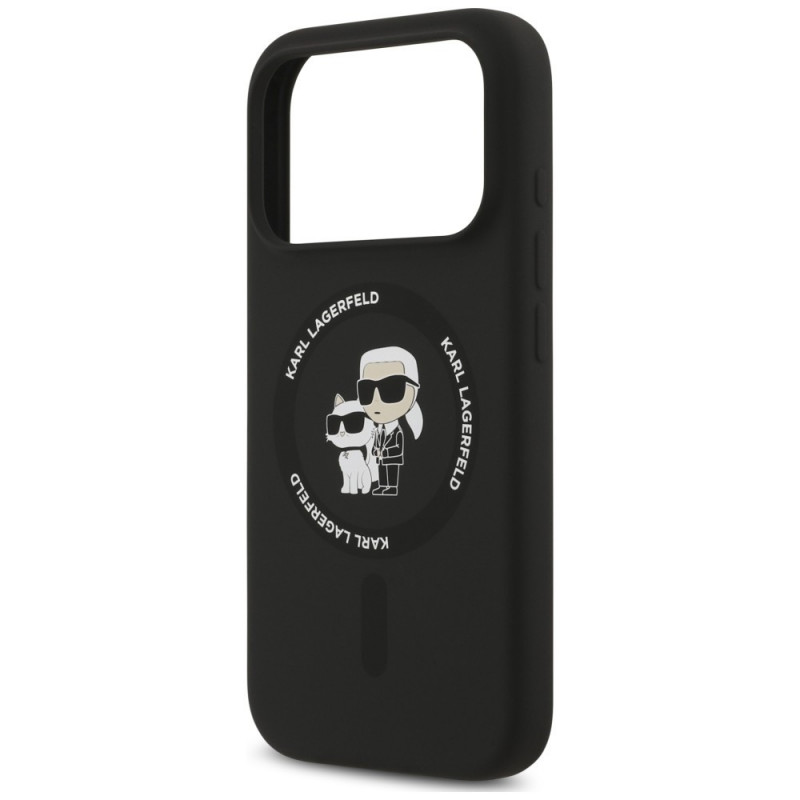 Karl Lagerfeld Silicone Karl&Choupette Ring MagSafe Hülle für Apple iPhone 18 Pro Max / 17 Pro Max, schwarz
