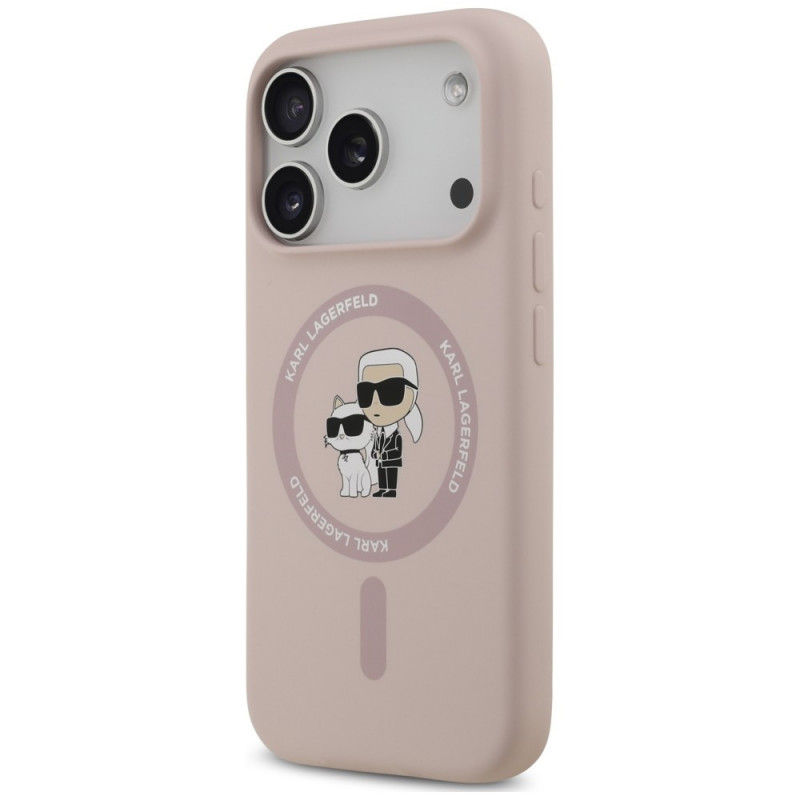 Karl Lagerfeld Silikon Karl&Choupette Ring MagSafe Hülle für Apple iPhone 18 Pro / 17 Pro, schwarz