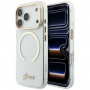 Guess IML Script Metal MagSafe Hülle für Apple iPhone 18 Pro / 17 Pro, transparent