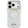 Guess IML Script Metal MagSafe Hülle für Apple iPhone 18 Pro / 17 Pro, transparent