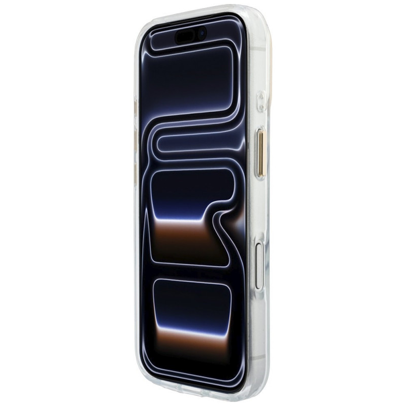 Guess IML Script Metal MagSafe Hülle für Apple iPhone 18 Pro / 17 Pro, transparent